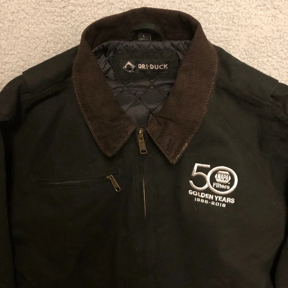 Dri-Duck Mens Black Canvas Work Jacket NAPA Filters 50th‎ Anniversary Large